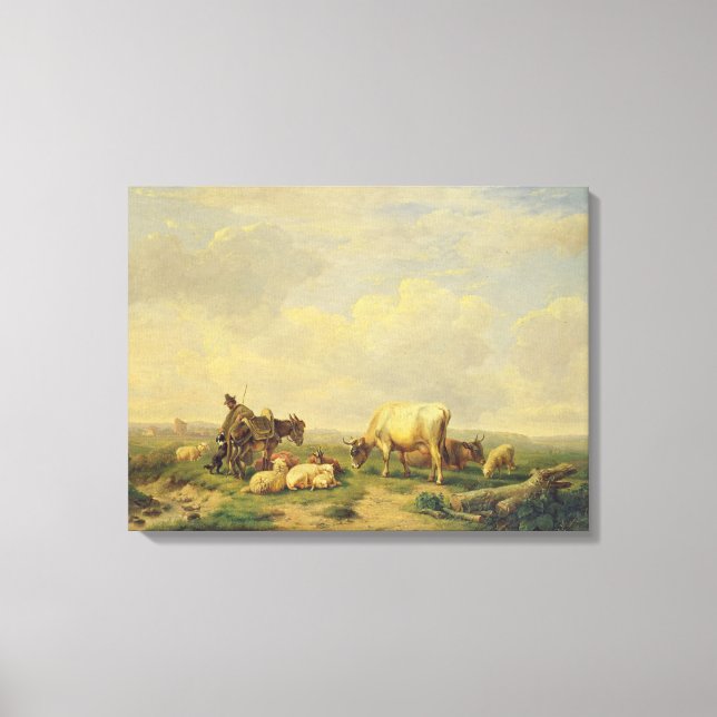 Lienzo Pastor y rebaño, c.1880 (Anverso)