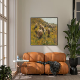 Lienzo Pastoreo de Ovejas Antiguas Vintage Farmhouse Coun