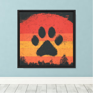 Lienzo Pata de Perro Puesta de Sol Retro Silueta Vintage