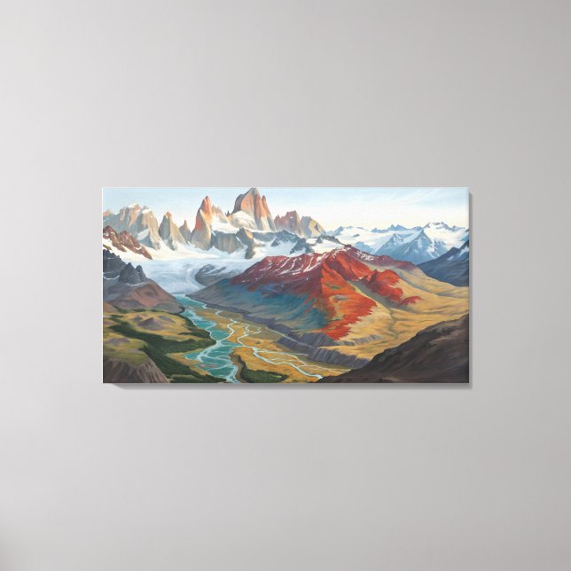 Lienzo Patagonia Mountain Landscape – Vibrant Acrylic Art (Anverso)