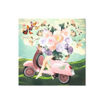 Patas Scooter rosas Bouquet & Sky Retro Collage