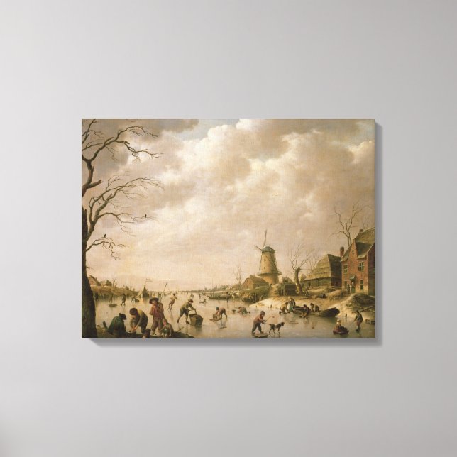 Lienzo Patinadores en un canal congelado, 1779 (Anverso)