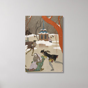 Lienzo Patinaje de hielo en el lago congelado