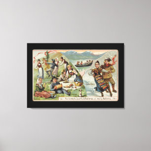 Lienzo Patinaje, Picnic, Barco Remo, Fiordo de Patinaje e