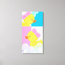 Lienzo Patitos de goma de acuarela de niña adorables gran