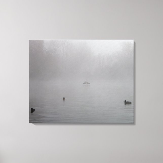 Lienzo Patos en un lago nublado (Anverso)