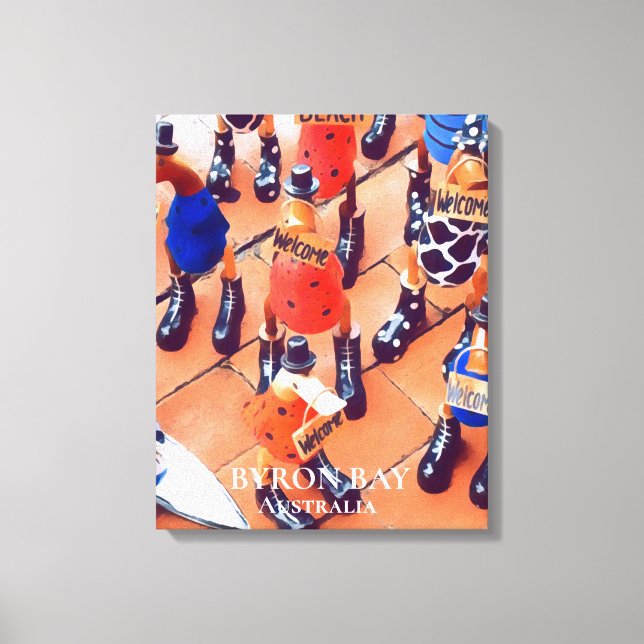 Lienzo Patos quirosos en la huella de viaje de Byron Bay  (Anverso)