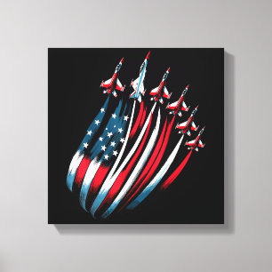 Lienzo Patriotic USA Flag Fighter Jets Boys 4 de julio