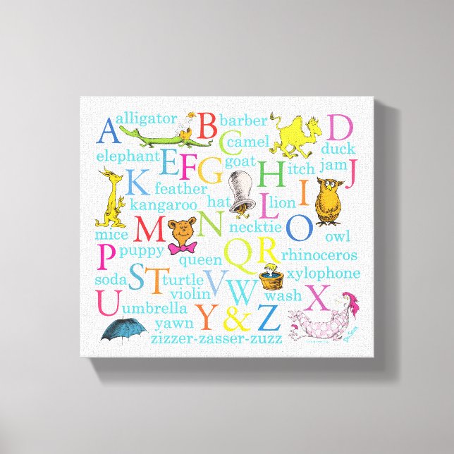 Lienzo Patrón ABC de Dr. Seuss con Palabras (Anverso)