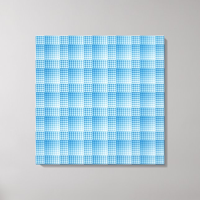 Lienzo Patrón abstracto de cuadros azules y blancos (Anverso)
