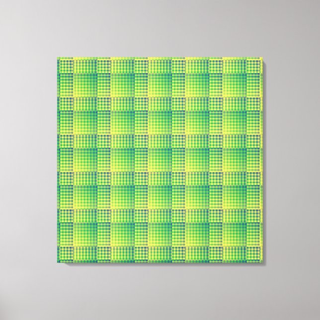 Lienzo Patrón abstracto de cuadros verdes y azules (Anverso)
