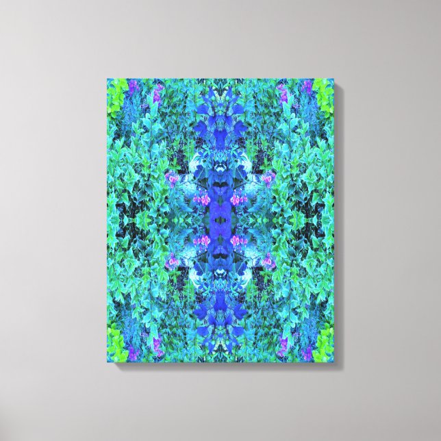 Lienzo Patrón abstracto de follaje azul y chartreuse (Anverso)