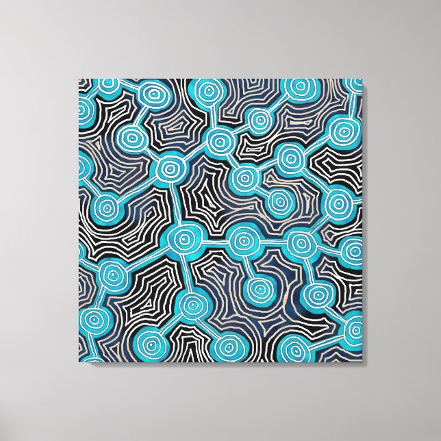 Lienzo Patrón abstracto estilo aborigen Líneas de vida (Anverso)