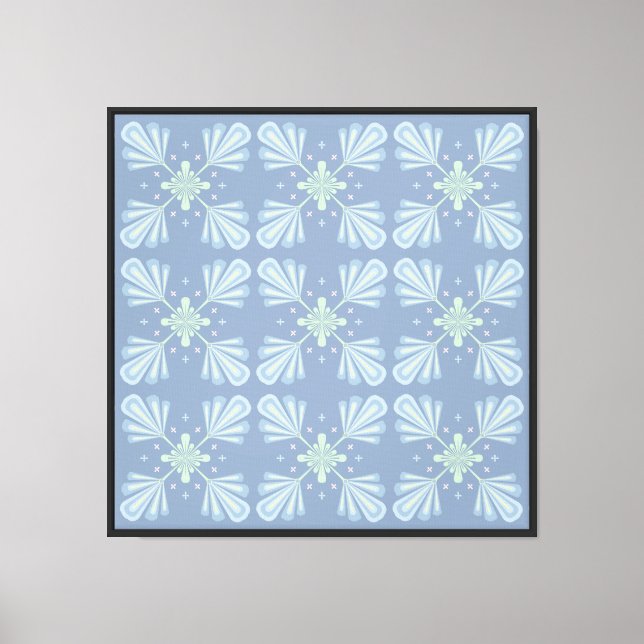 Lienzo Patrón abstracto floral azul (Anverso)