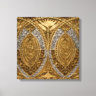 Lienzo Patrón Art Decó Plata Y Oro
