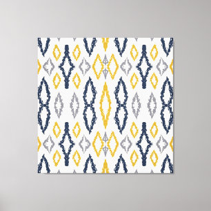 Lienzo Patrón blanco amarillo azul Ikat marroquí