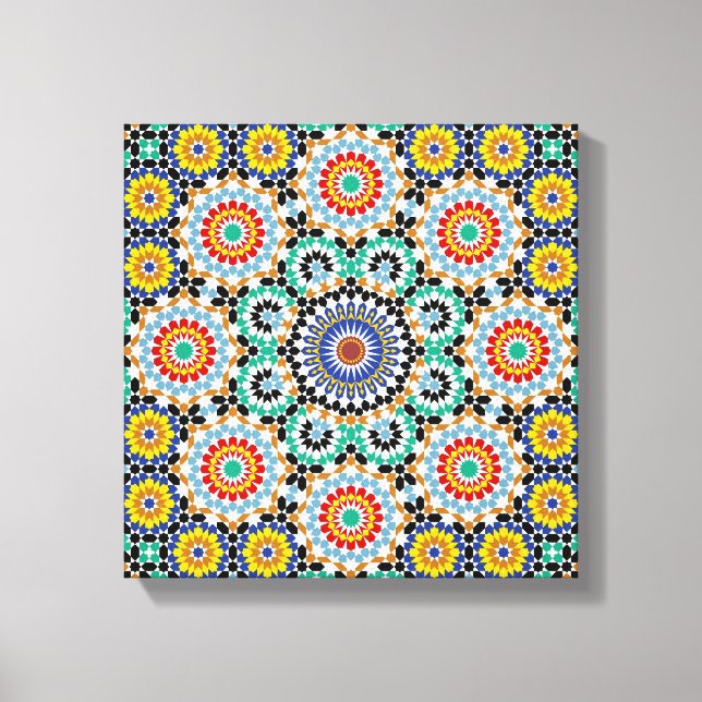 Lienzo Patrón boho tradicional mosaico marroquí (Anverso)