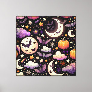 Lienzo Patrón caprichoso del cielo nocturno de Halloween