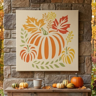 Lienzo Patrón continuo de calabaza de otoño y hojas que c
