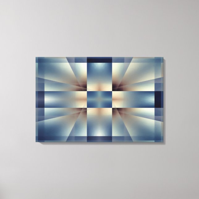 Lienzo Patrón cruzado azul abstracto (Anverso)