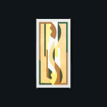 Lienzo Patrón curvo de jazz Art Deco vintage en colores d<br><div class="desc">Ilustración vintage arte deco jazz patrón de papel pintado pochoir de Voldemar Boberman, 1929. Pochoir es una técnica de plantilla común en las pinturas surrealistas. Un diseño de cubismo elegante y chic que presenta formas geométricas y colores en cálidos colores neutros de otoño con diferentes tonos de marrones, bronceados y...</div>