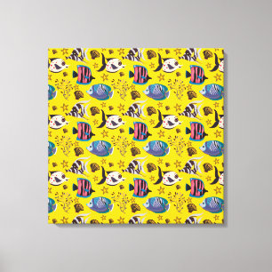 Lienzo Patrón de animales acuáticos vida submarina en e