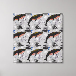 Lienzo Patrón de animales acuáticos   vida submarina en l