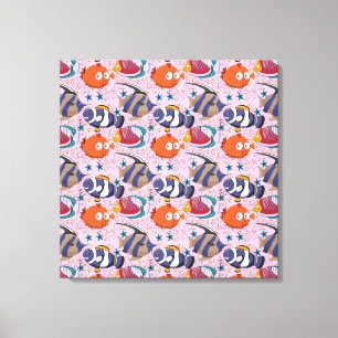 Lienzo Patrón de animales acuáticos   vida submarina en l