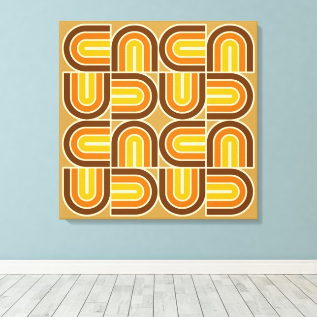 Lienzo Patrón de arco geométrico estilo 70 (Insitu (piso de madera))