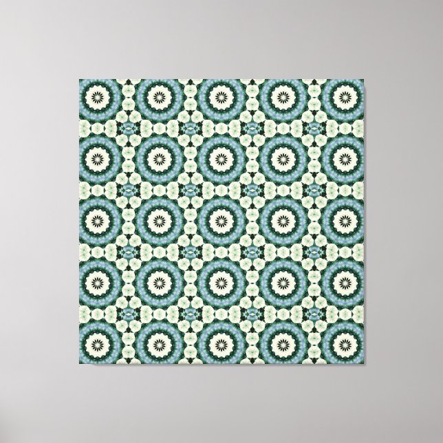 Lienzo Patrón de azulejos azul y verde selva (Anverso)