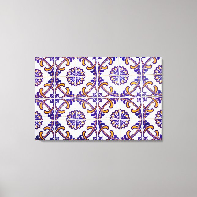 Lienzo Patrón de azulejos en primer plano, Portugal (Anverso)