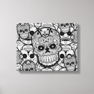 Lienzo Patrón de calaveras azucareras
