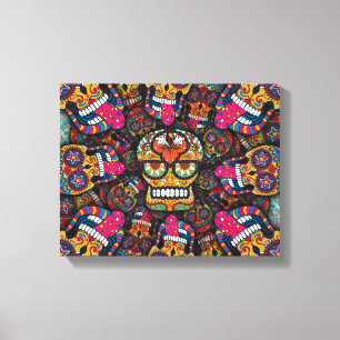 Lienzo Patrón de calaveras azucareras