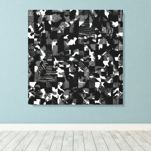 Lienzo Patrón de camuflaje blanco negro "Fractura"