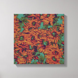 Lienzo Patrón de camuflaje de girasol y hojas sobre