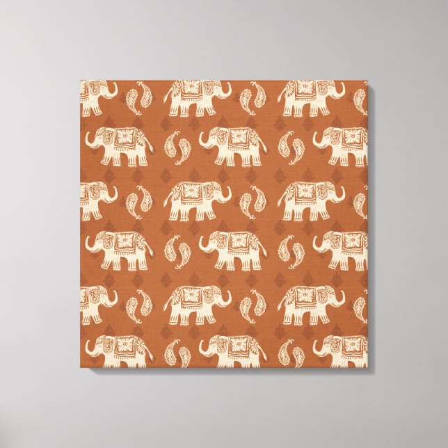 Lienzo Patrón de caravana de elefante Naranja (Anverso)