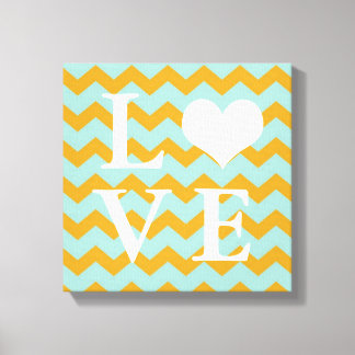 Lienzo Patrón de Chervon corazón amarillo Amor pintura mu