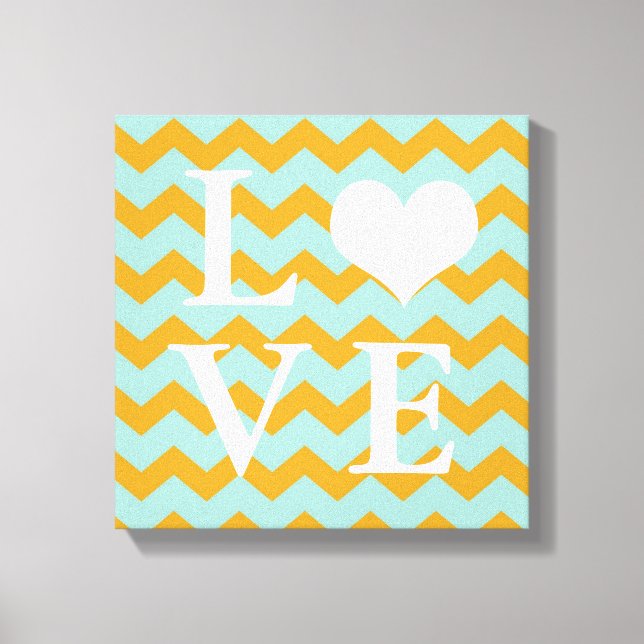 Lienzo Patrón de Chervon corazón amarillo Amor pintura mu (Anverso)