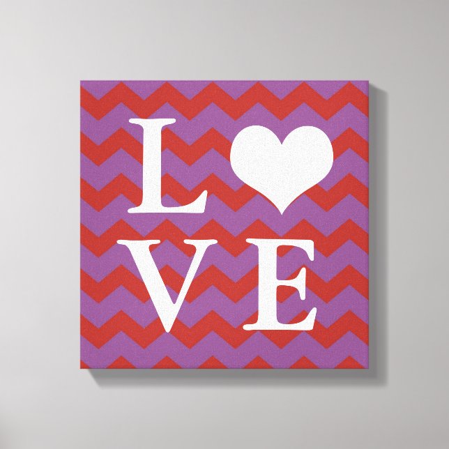 Lienzo Patrón de Chervon corazón rojo Amor pintura mural (Anverso)