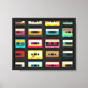 Lienzo Patrón de cinta de casete retro - Música vintage
