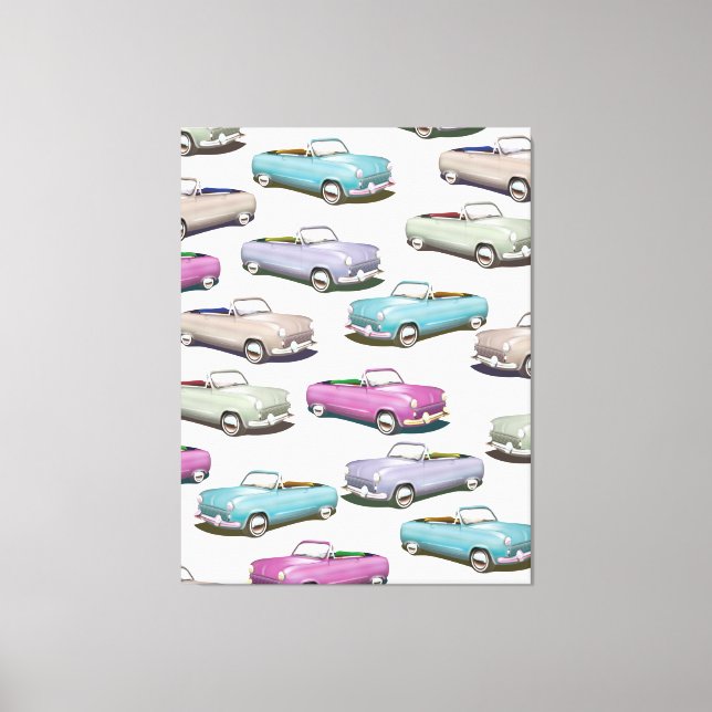 Lienzo Patrón de coches clásicos de época (Anverso)