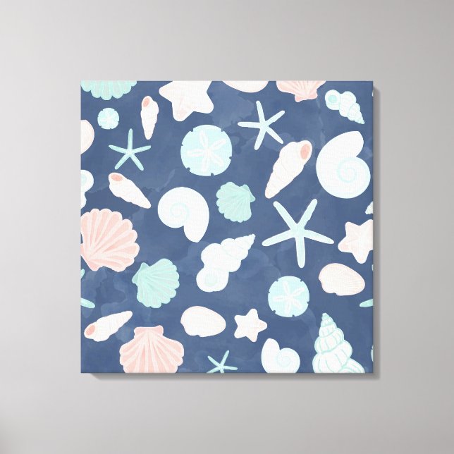 Lienzo patrón de conchas marinas (Anverso)