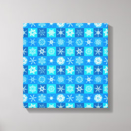 Lienzo Patrón de copos de nieve azules