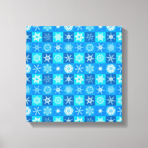 Lienzo Patrón de copos de nieve azules
