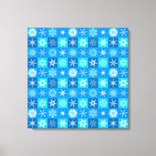 Lienzo Patrón de copos de nieve azules
