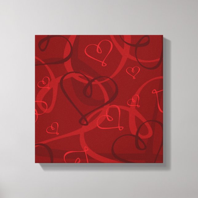 Lienzo Patrón de corazón rojo (Anverso)