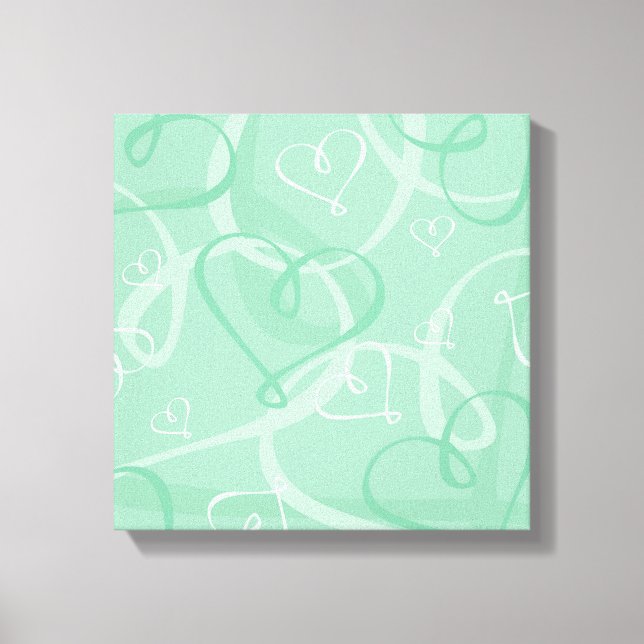 Lienzo Patrón de corazón verde de la mimbre (Anverso)