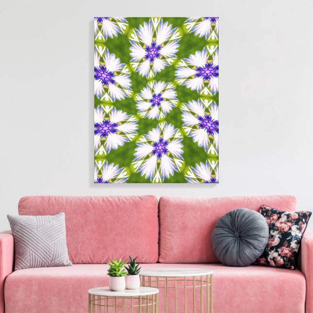 Lienzo Patrón de cornflores blancas (Insitu (Sala de estar))