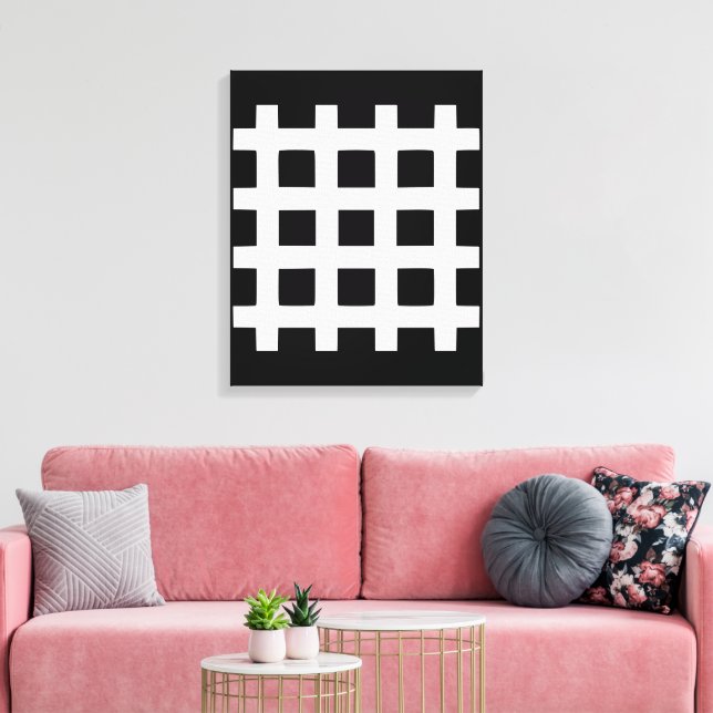 Lienzo patrón de cuadrados en blanco y negro (Insitu (Sala de estar))