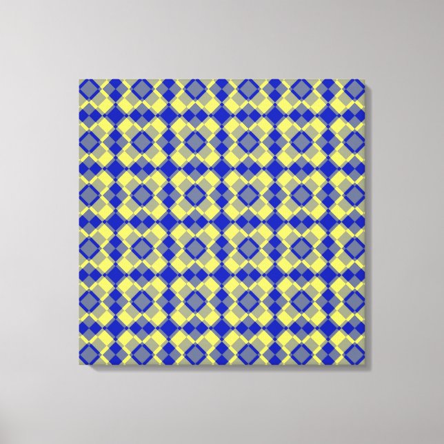 Lienzo Patrón de cuadros argyle azul amarillo (Anverso)